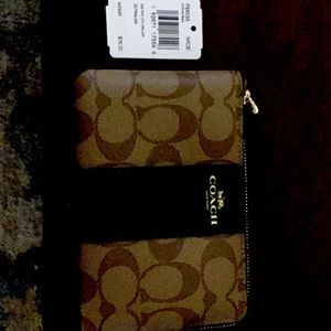 Women’s Coach Wristlet Wallet Black/Brown BRAND NEW